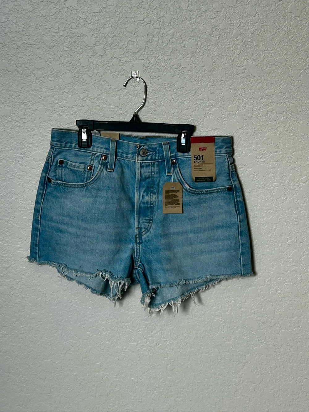 Levi's Light Blue High-Rise Cutoff Denim Shorts